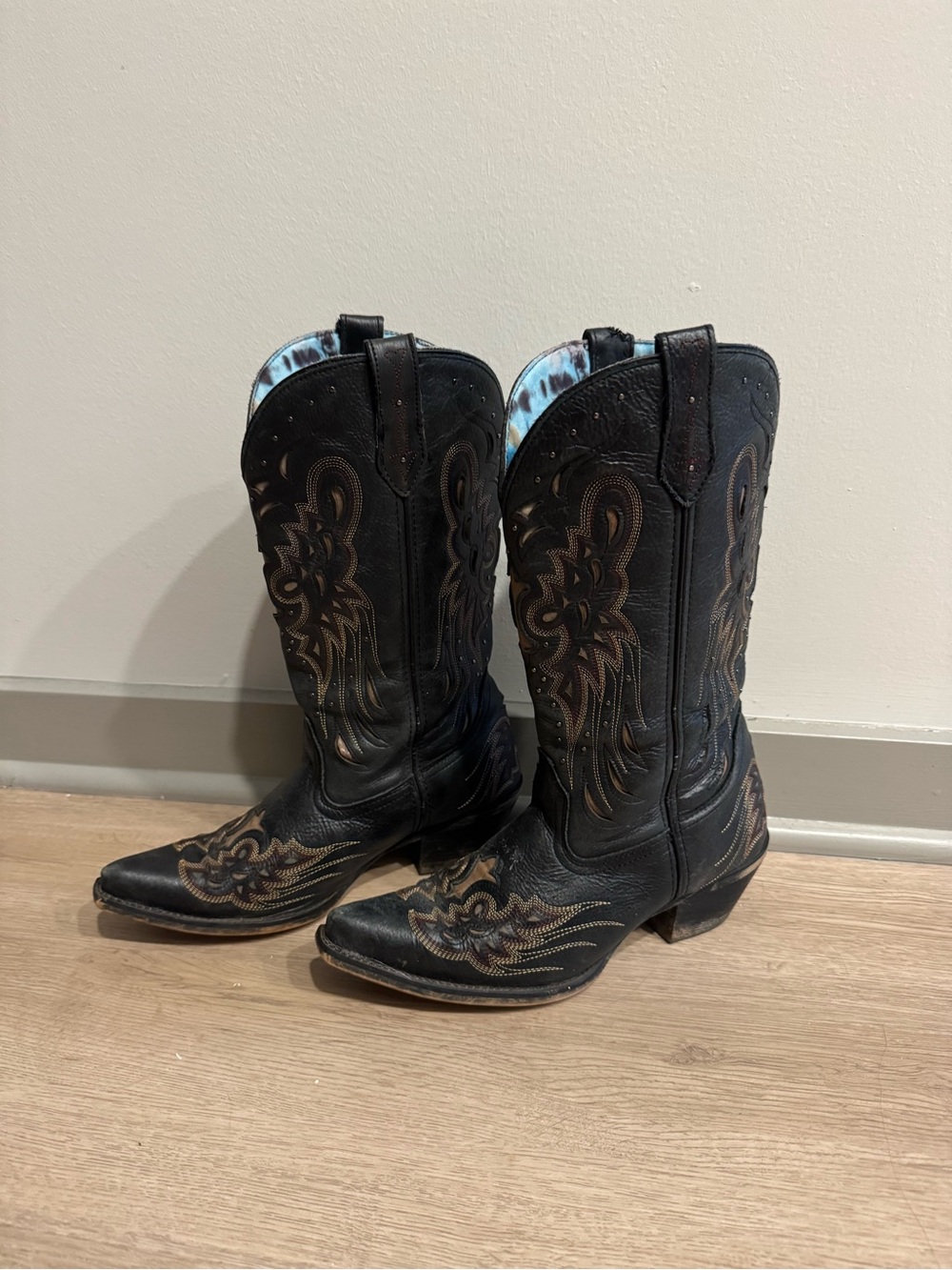 Black Leather Cowboy Boots